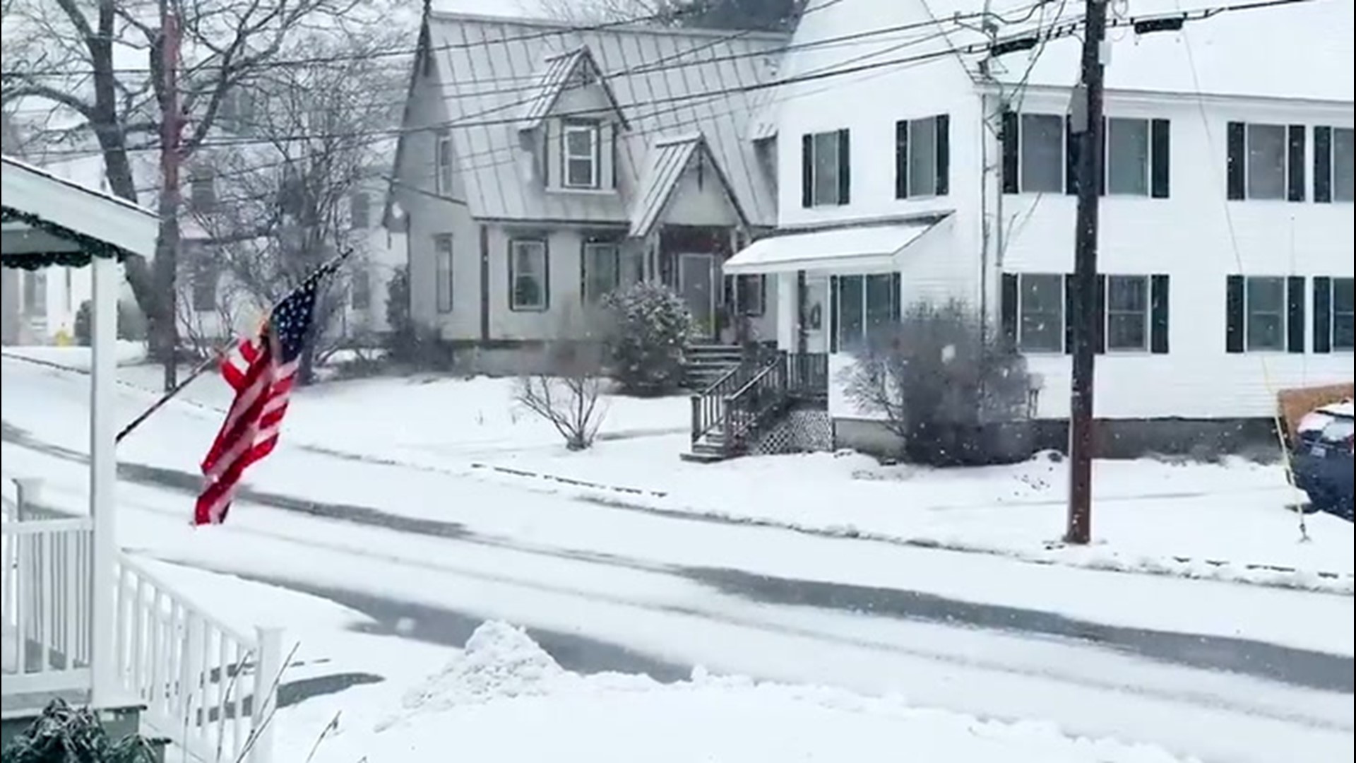 Snow falls in Maine as storm moves out of the Northeast ...