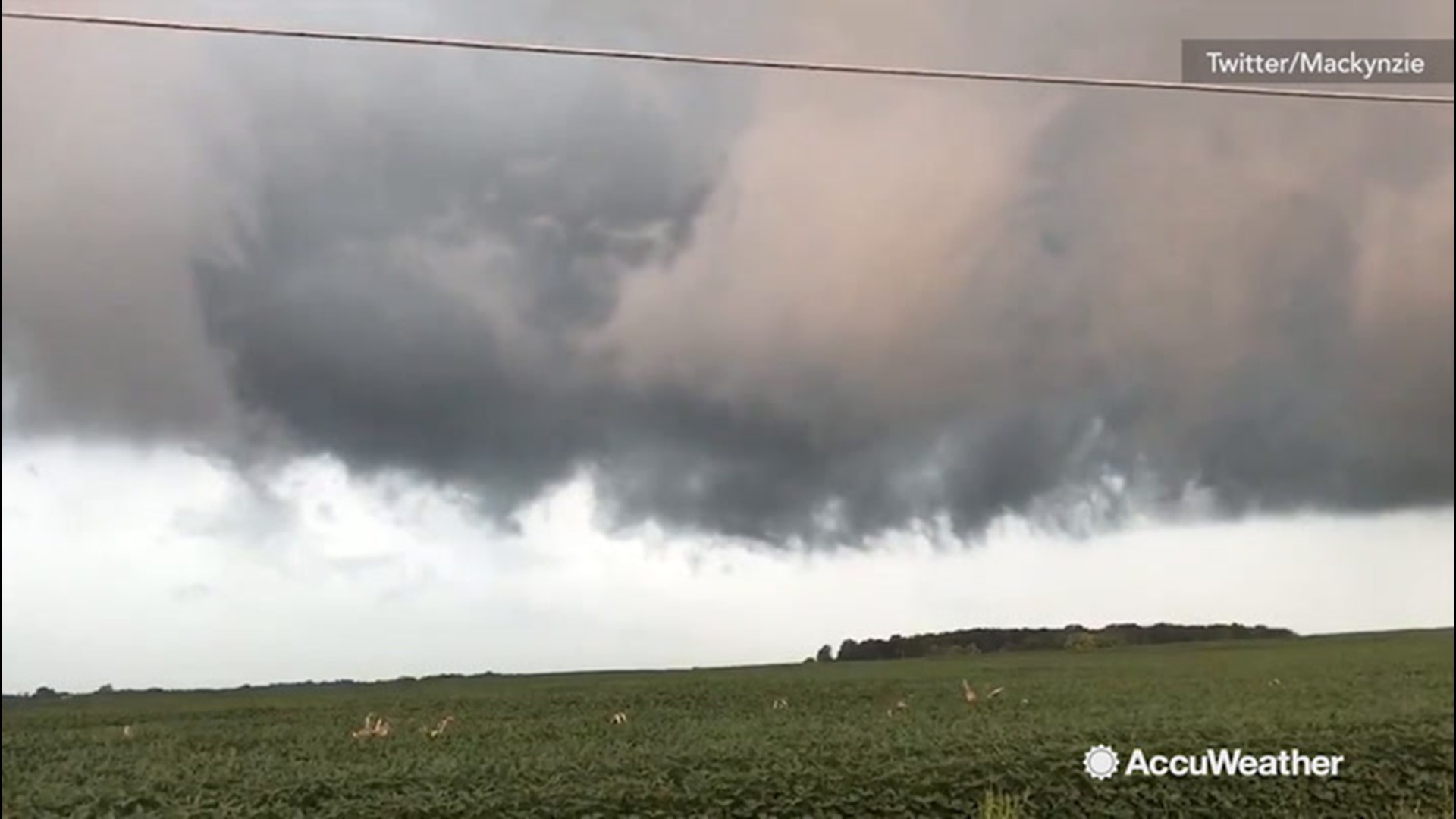 These dark storm clouds were spotted with rotation visible just north of Mahomet and west of Champaign, Illinois, on Aug. 20.