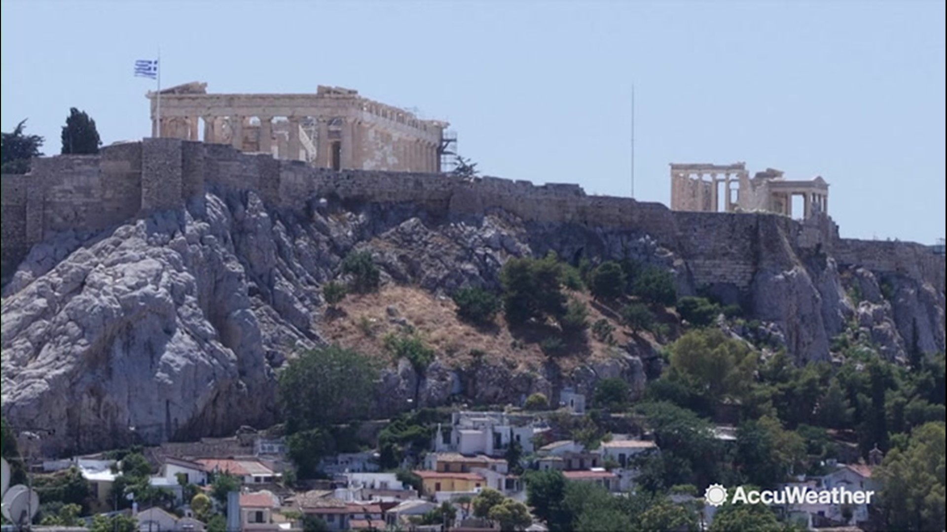 The Acropolis archaeological site, in Athens, Greece, was closed for a few hours on Thursday, July 4, by officials as the Greek capital experienced extreme heat. Temperatures at points reached about 107 degrees Fahrenheit in the sun.