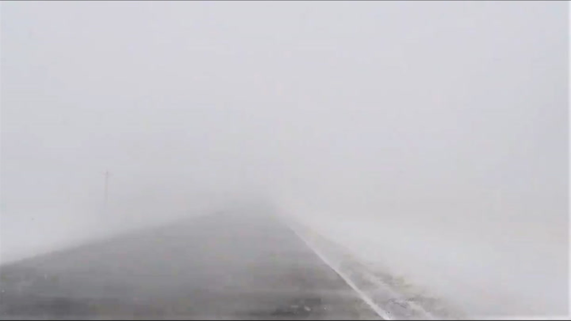Gusty winds during a snow squall created dangerous, blizzardlike whiteout conditions on Highway 24, just outside of Goodland, Kansas, on Feb. 25.