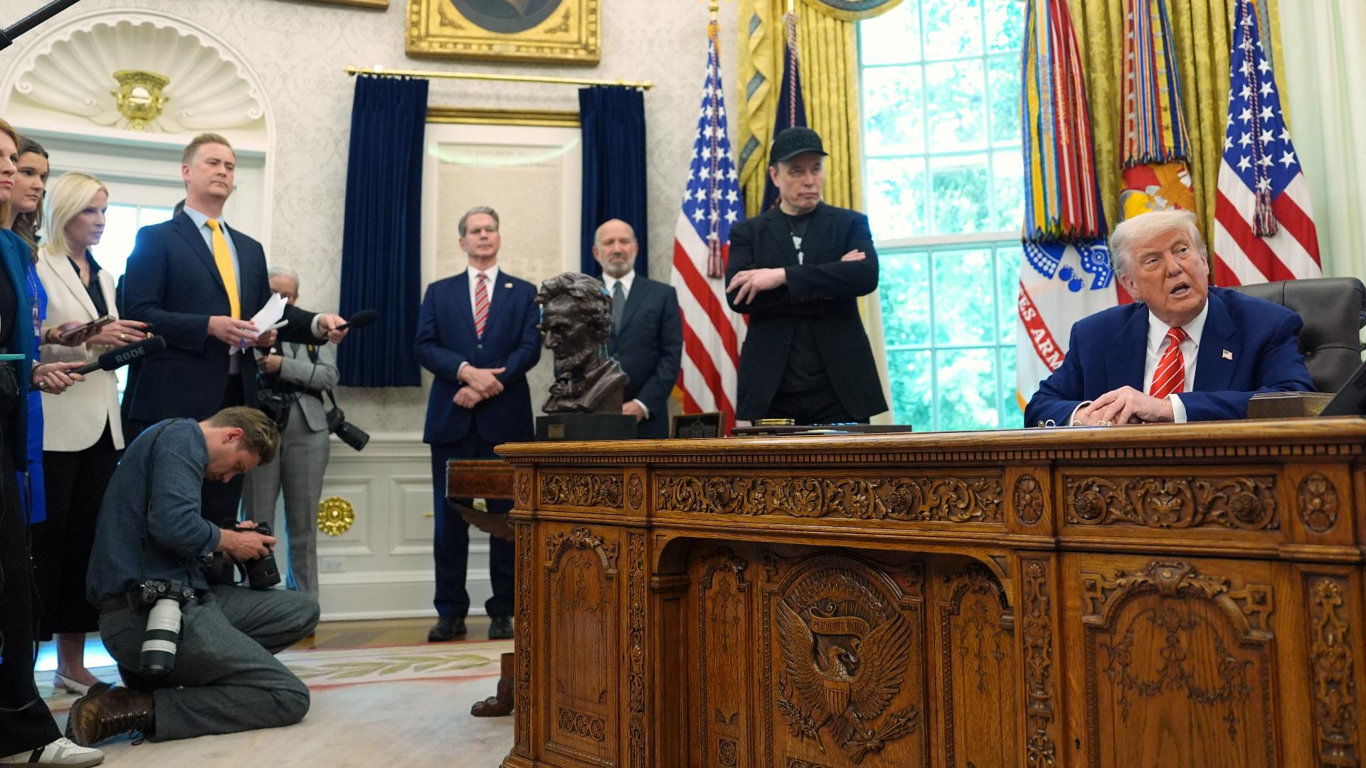 President Donald Trump bid farewell to Elon Musk in the Oval Office on Friday.