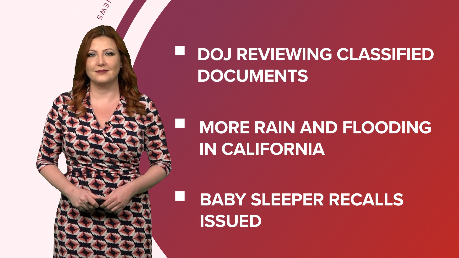 A look at what is happening in the news from the DOJ reviewing documents found in the Biden Center to more flooding in California and the Golden Globes return to TV.