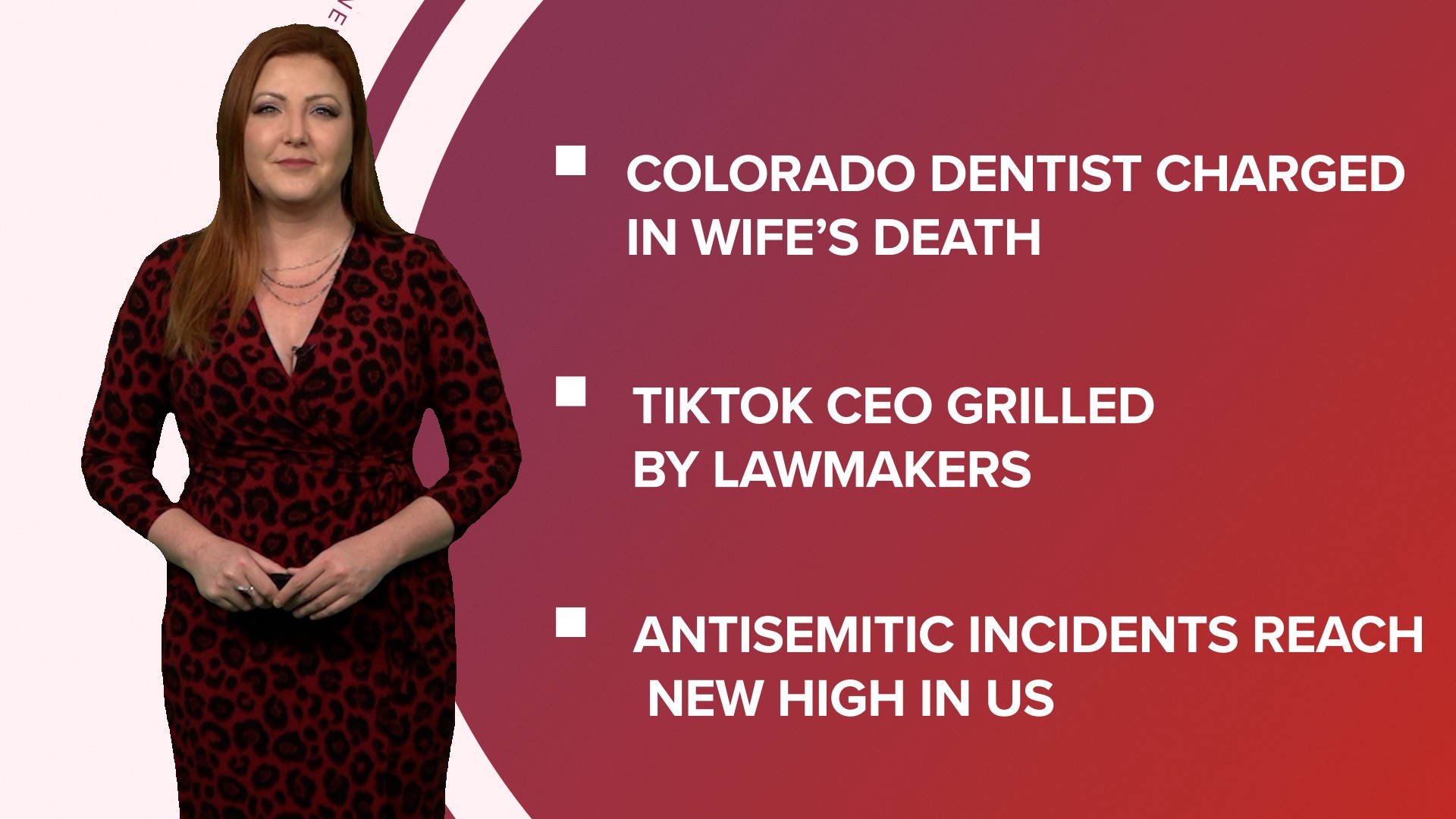 A look at what is happening in the news from a Colorado dentist charged in his wife's death to the CEO of TikTok testifying in front of Congress.