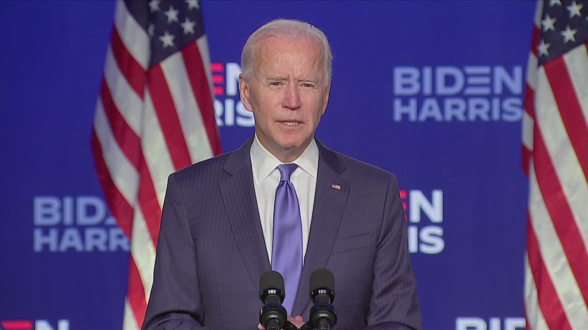Former Vice President Joe Biden said he expects to win the presidency, citing growing vote margins in Pennsylvania, Georgia and Nevada, and a lead in Arizona.