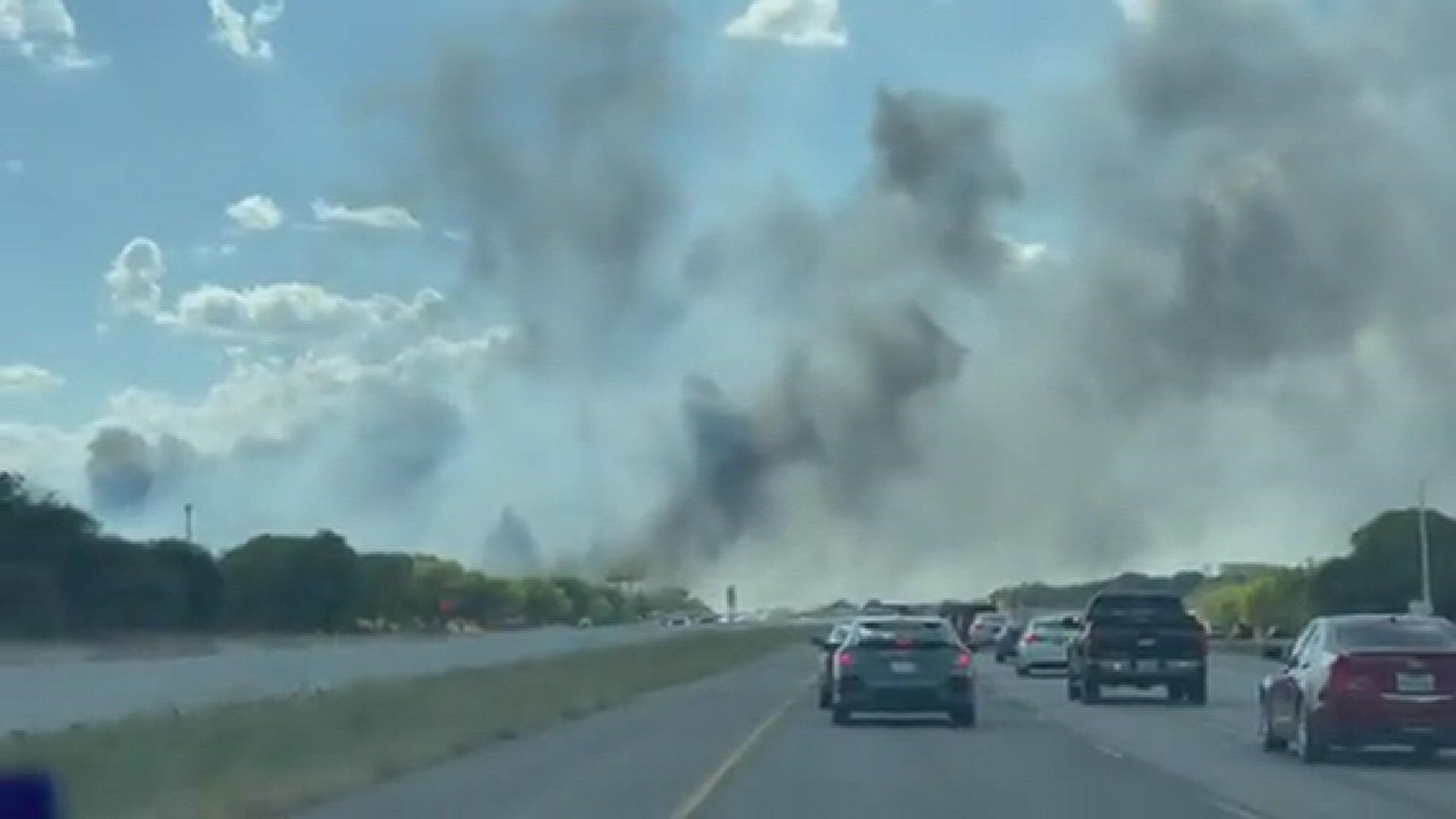 Viewer Larry Hatzfeld sent us this video from I-14 of the Belton fire.
Credit: Larry Hatzfeld