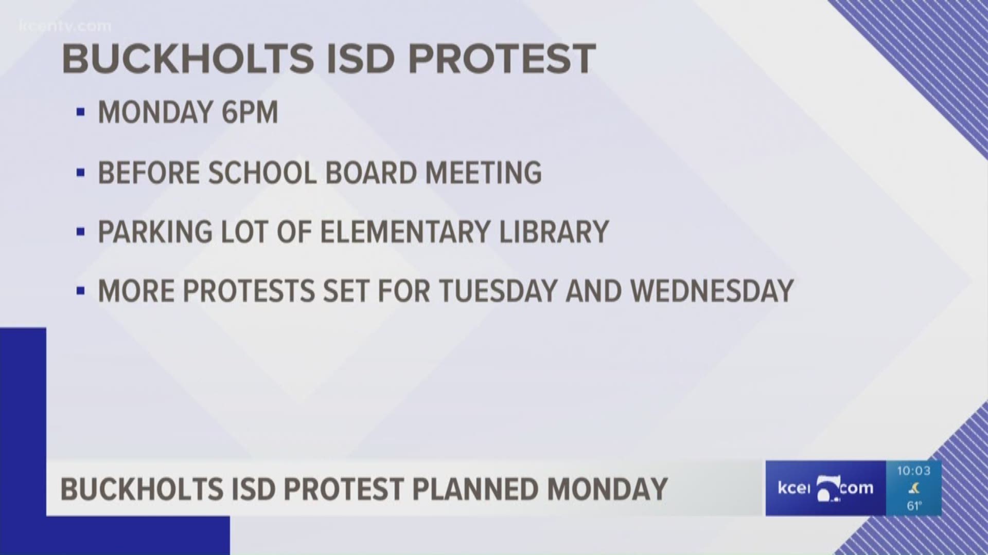 The community is planning the protest in response to the firings of several Buckholts teachers and administrators.