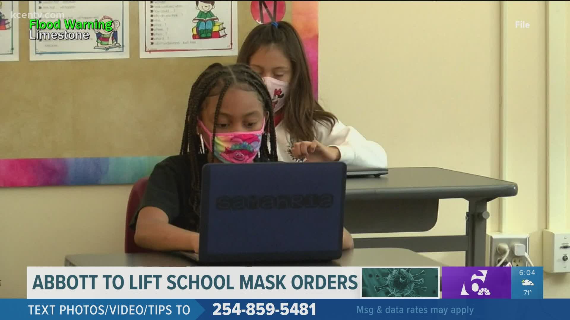 The order includes school districts, saying they cannot enforce mask rules after June 4.
