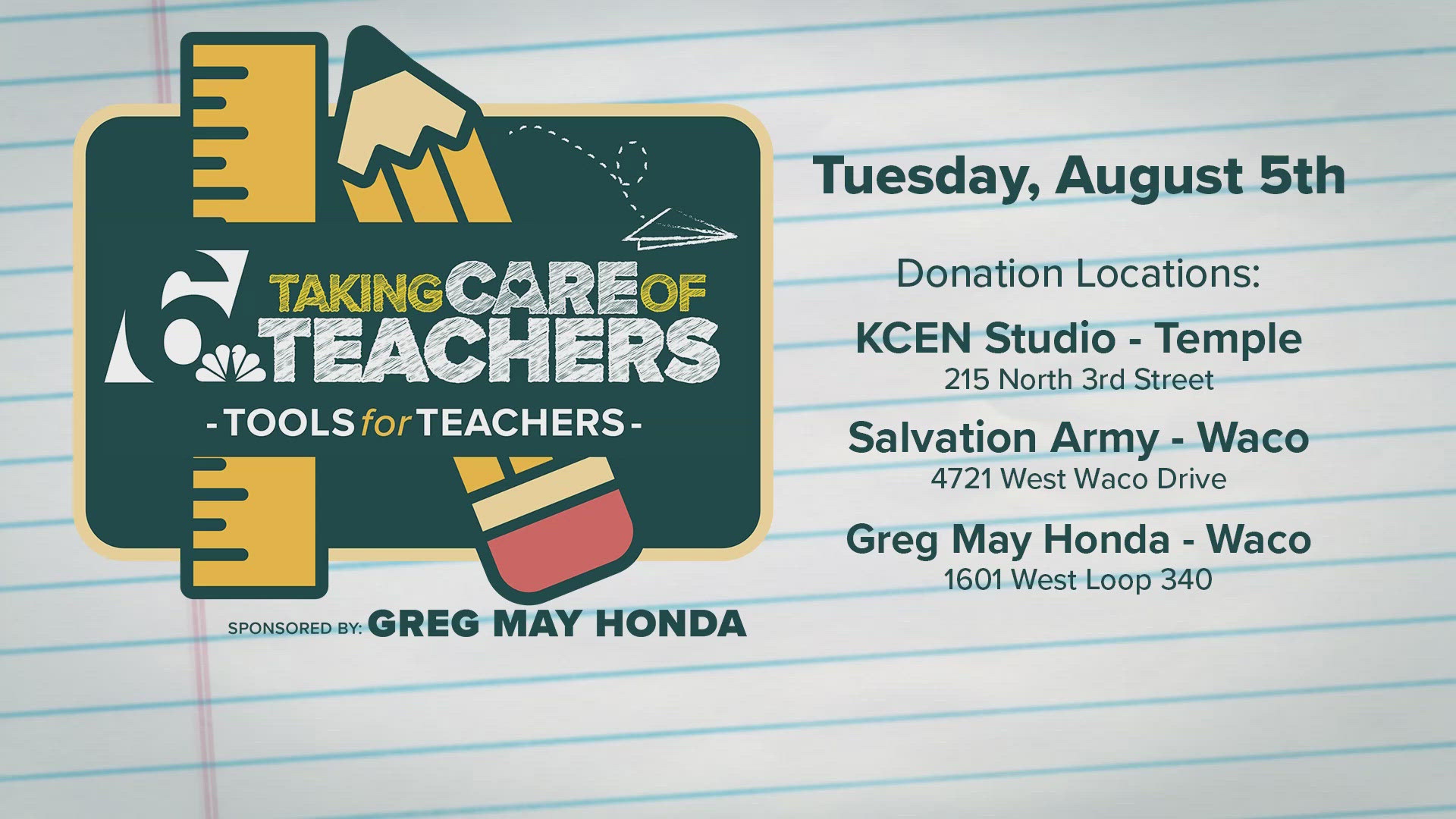 The annual community-wide school supply drive is back — and donations will be accepted through 7 p.m.