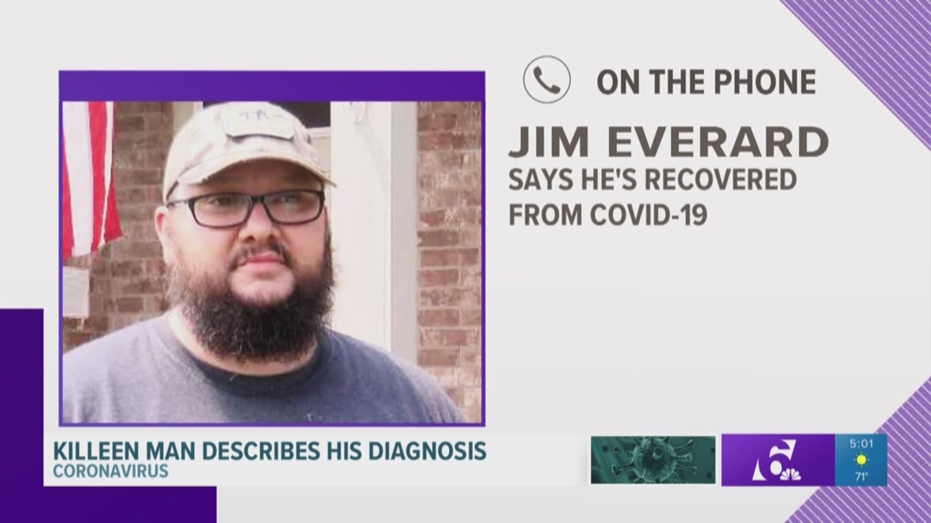 Jim Everard was tested for illness like flu and pneumonia but they were all negative. After self-quarantining with his family for two weeks, he shared his experience