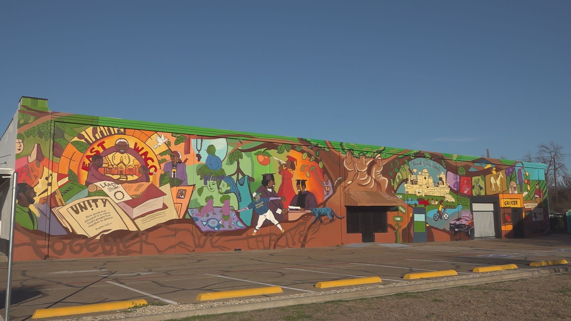 The 'tree of life' mural was created by local artists and students in partnership with Creative Waco.