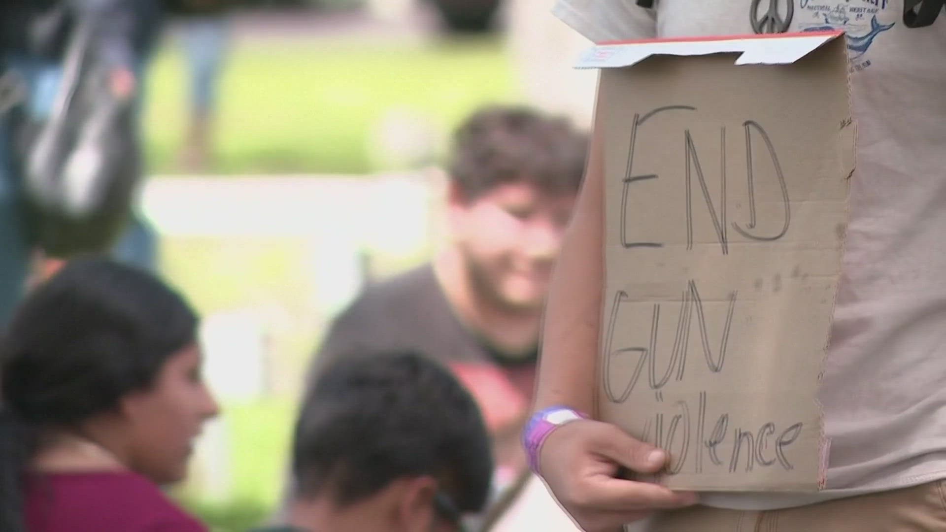 Protests were held yesterday in response to recent school shootings.