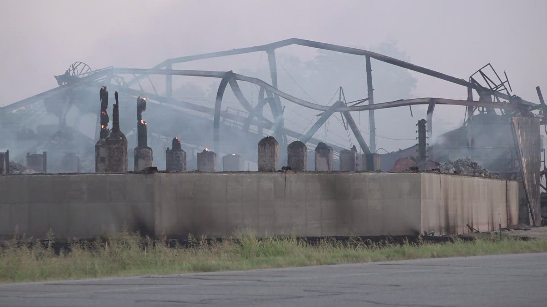 Crews are working to clean up the aftermath of a fire at a fertilizer plant in Bartlett.