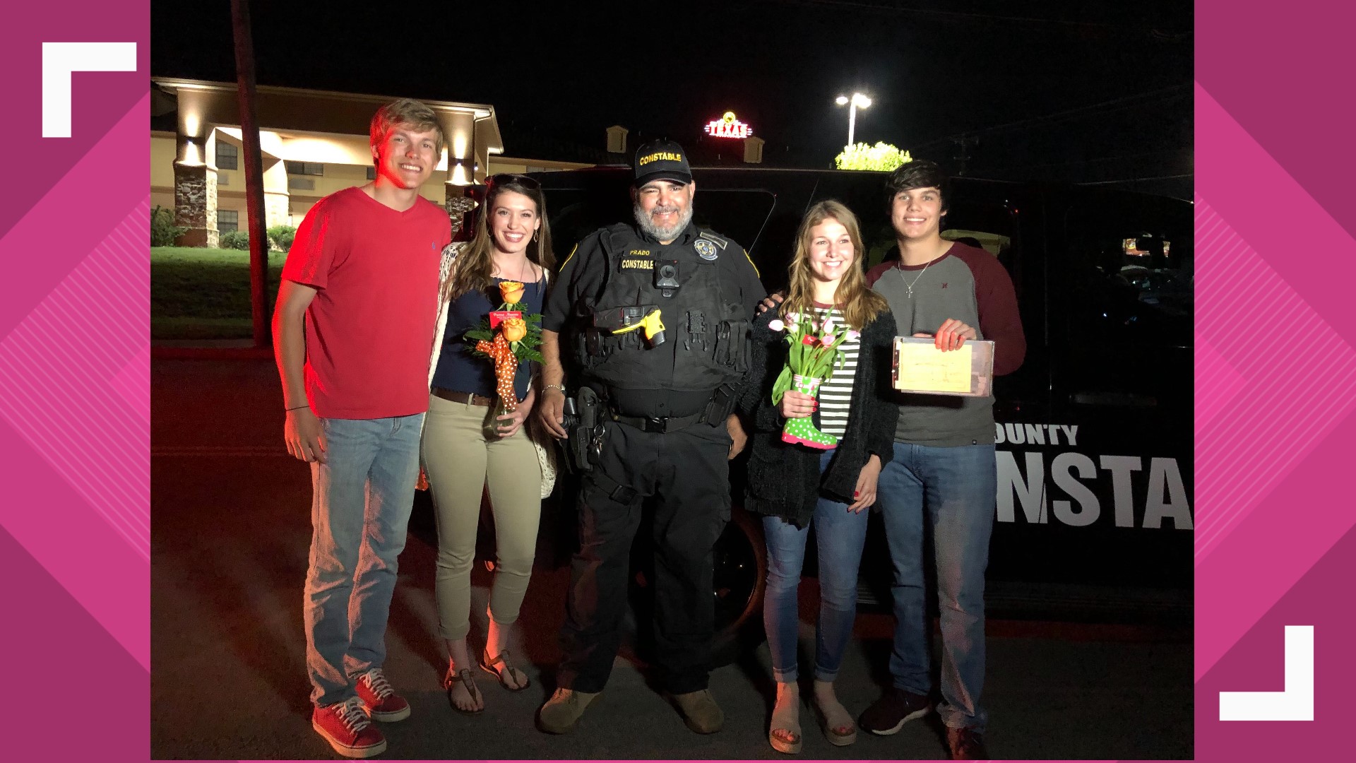 Two Troy High School juniors pulled out all the stops to ask their girlfriends to prom. They even managed to get law enforcement in on the gag.