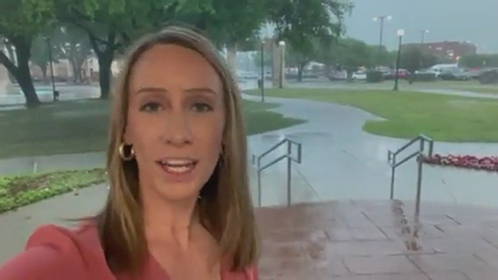 Nicole Shearin reports on the weather from outside the Waco Convention Center
Credit: Nicole Shearin