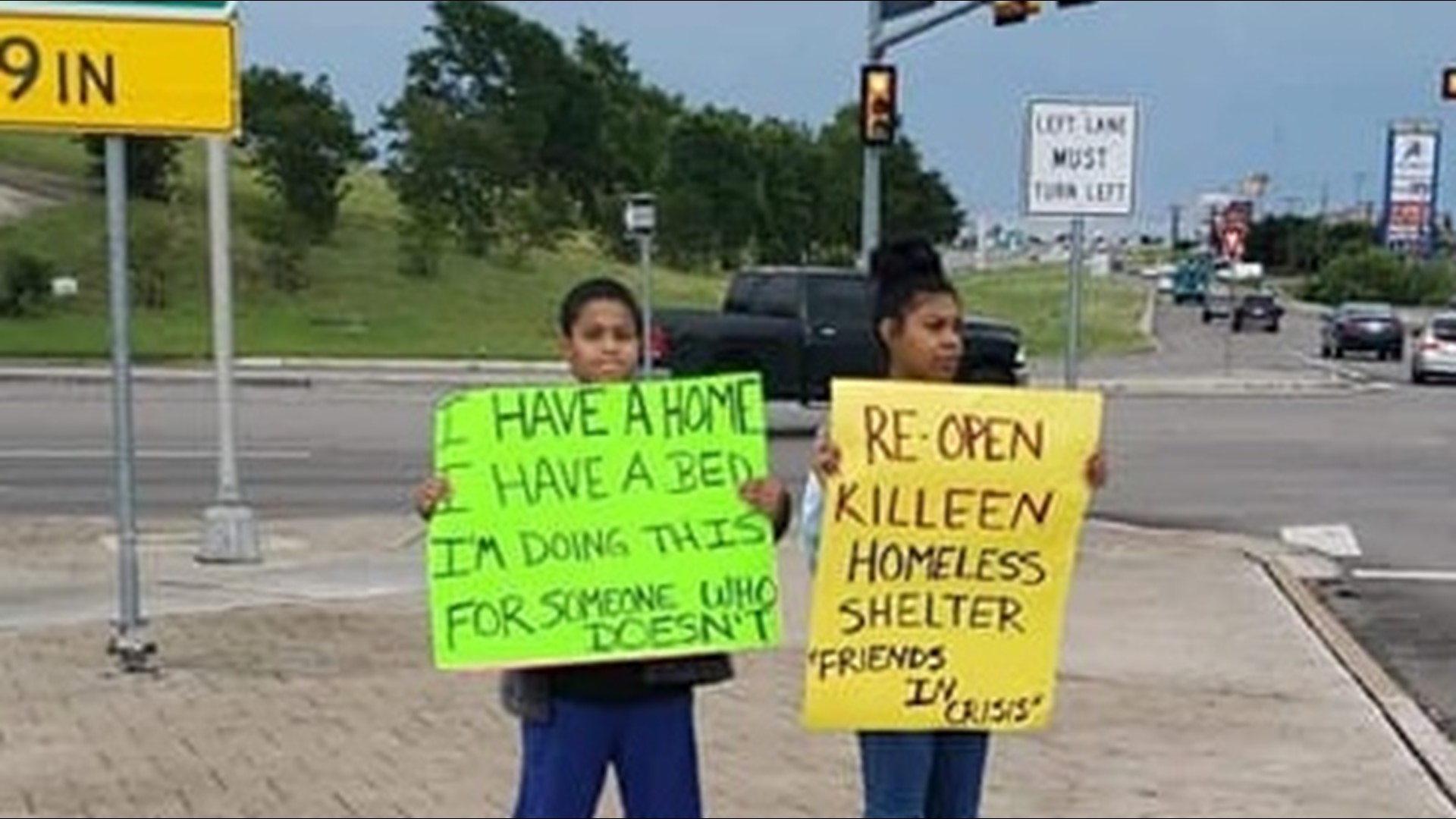 A group of children in Killeen made signs and walked the streets hoping to change the lives of the people displaced after a homeless shelter shut down.