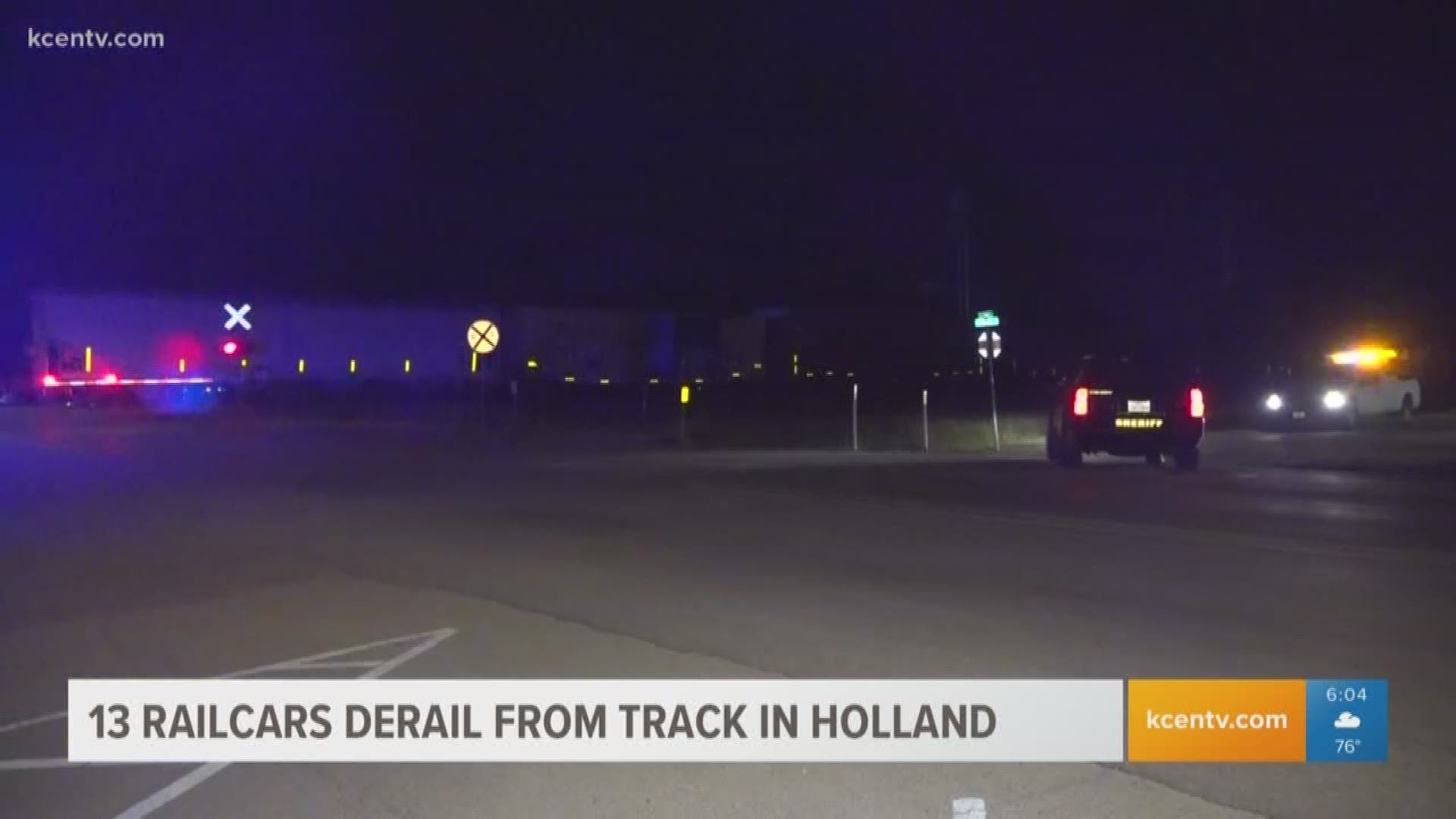 A train derailed early Friday morning near the town of Holland, south of Temple, according to the Texas Department of Public Safety.