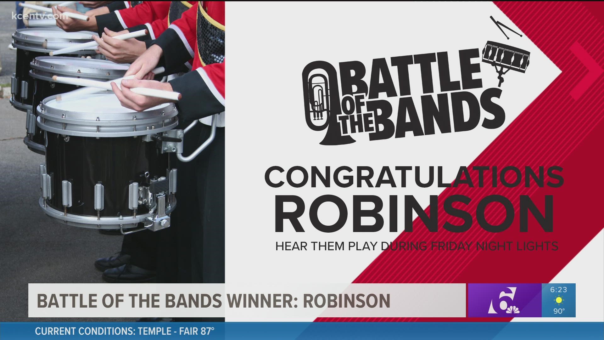 The Robinson Rocket marching band will be featured on Friday Night Lights starting at 10:10 p.m.