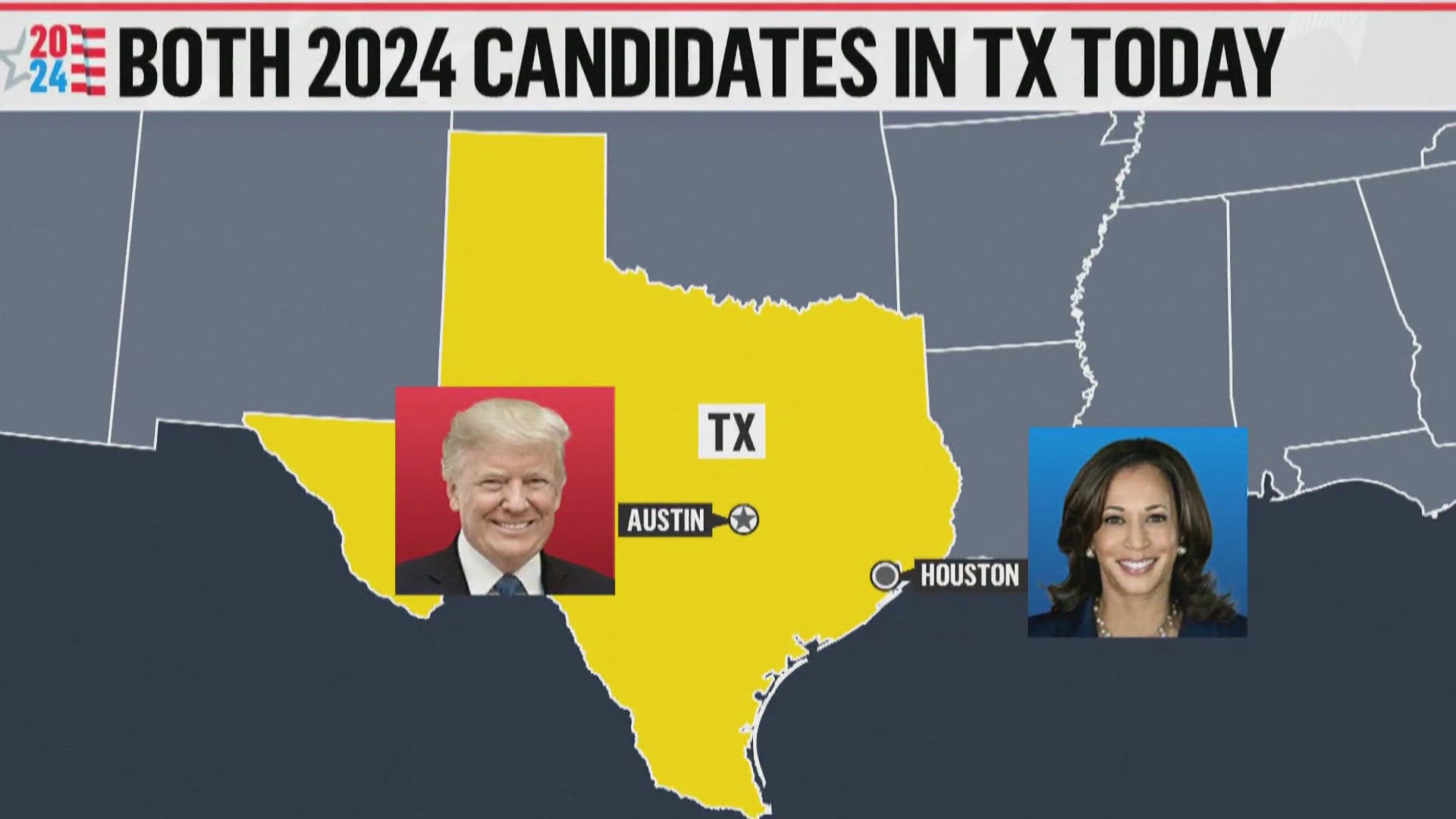 Presidential election race heats up in Texas as former president Donal Trump and VP Kamala Harris make appearances in Austin, Houston