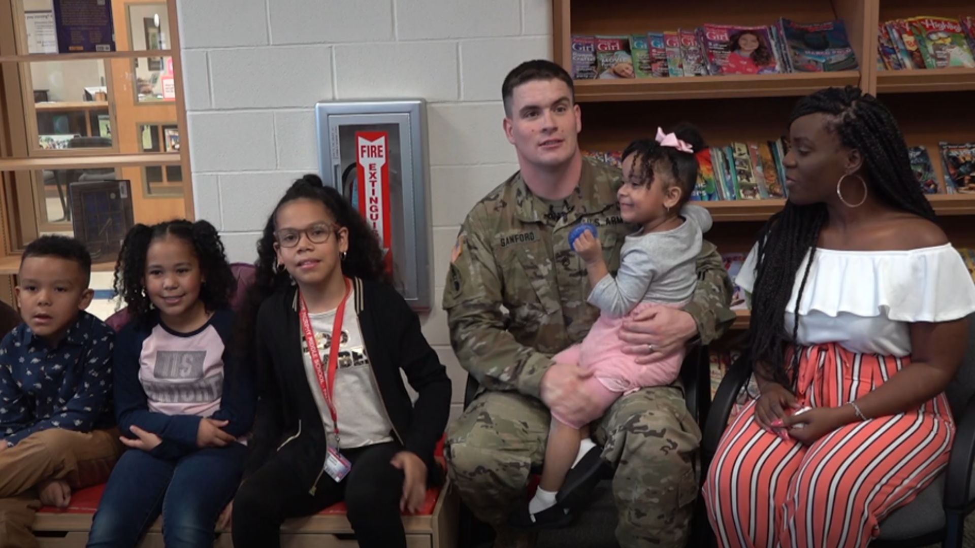 SSG Matthew Sanford surprised all four of his kids at school Friday morning in Killeen.