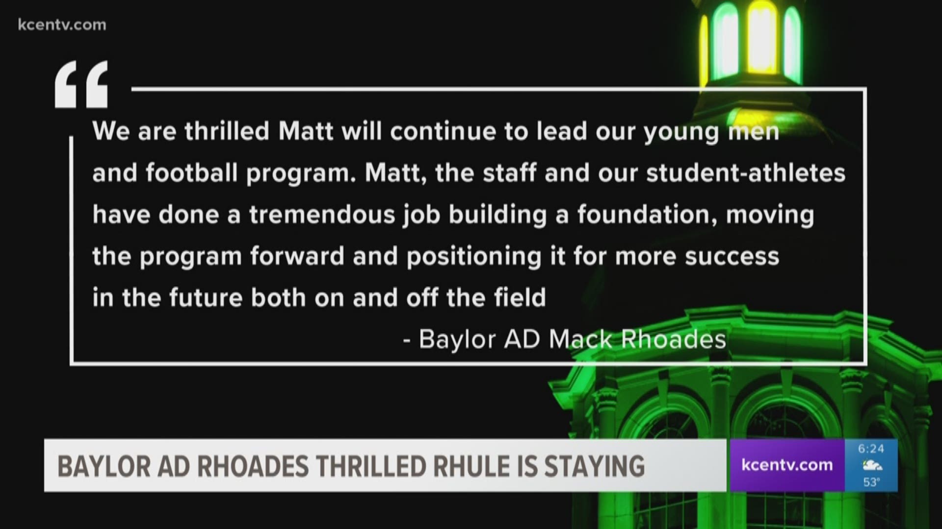 Athletic director Mack Rhoades was instrumental in bringing coach Rhule to Waco in Dec. 2016.