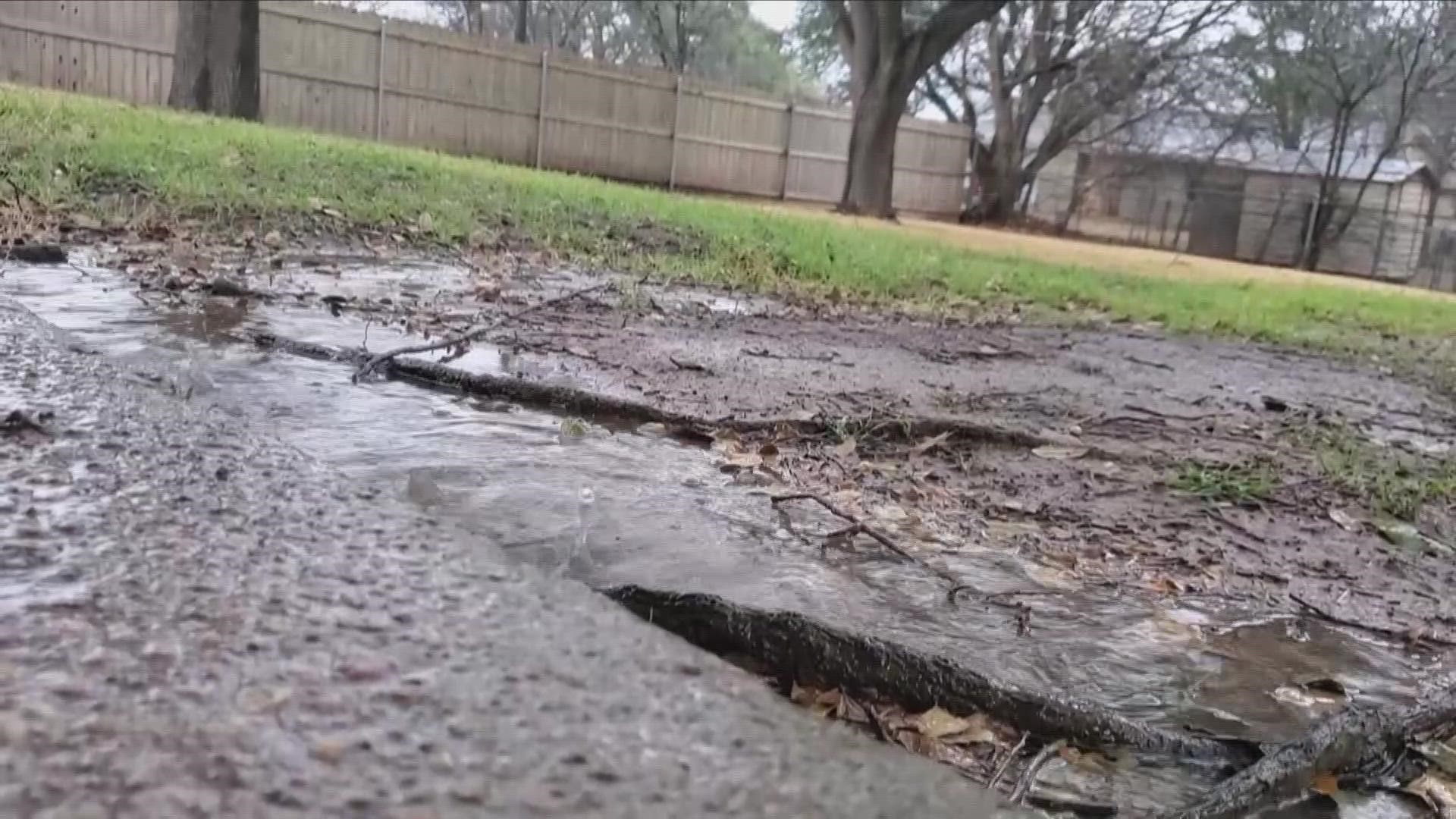 Video captured locally shows rain water turning into ice.