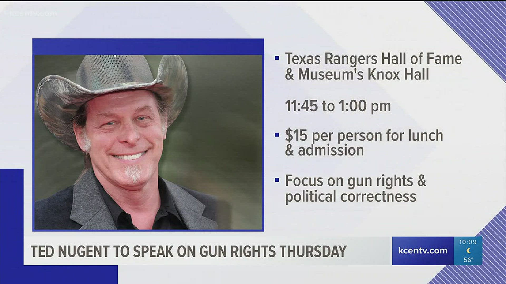 Rock singer and activist Ted Nugent will be speaking in Waco about gun rights protections and political correctness.