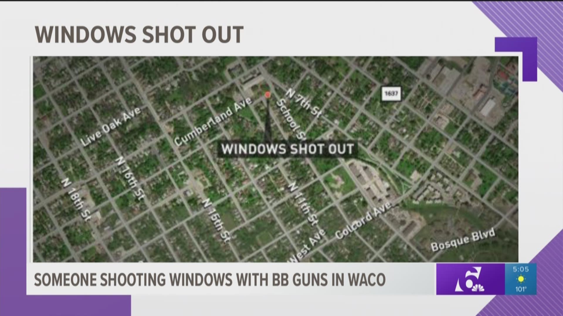 If you live in the Waco area, police are asking you to watch out for someone shooting out car windows with a BB Gun. 