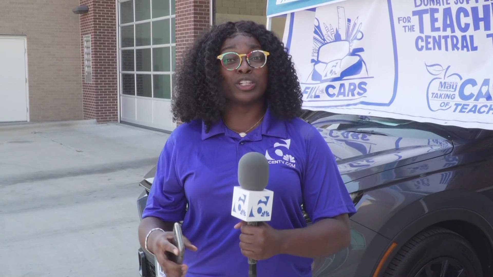 Adriana Alexander goes live at the Temple Central Fire Station for the Taking Care of Teachers Supply Drive!