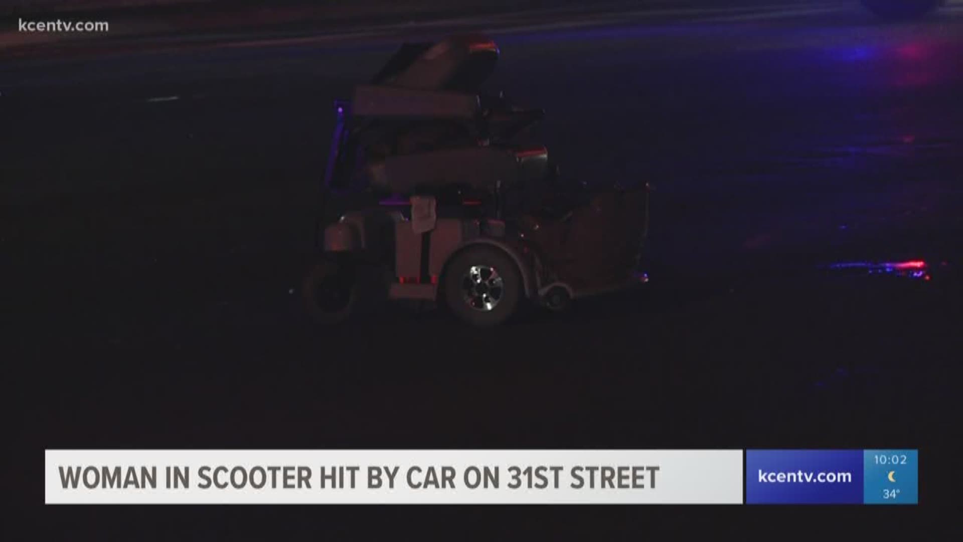 A gray SUV hit a 79-year-old Temple woman when she tried to cross 31st Street on her scooter.
