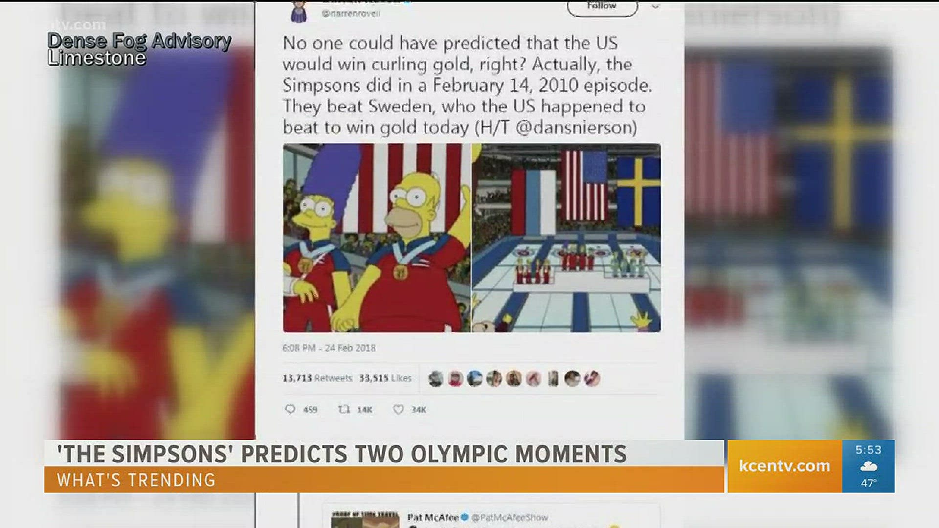 Ivanka Trump leads closing ceremony, Simpsons predicts Olympics moments, and Kardashians on Family Fued.