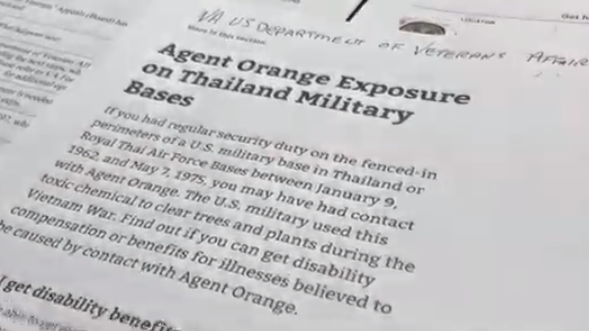 A new House bill could extend benefits for Vietnam veterans who were exposed to herbicides, like Agent Orange, in Thailand.