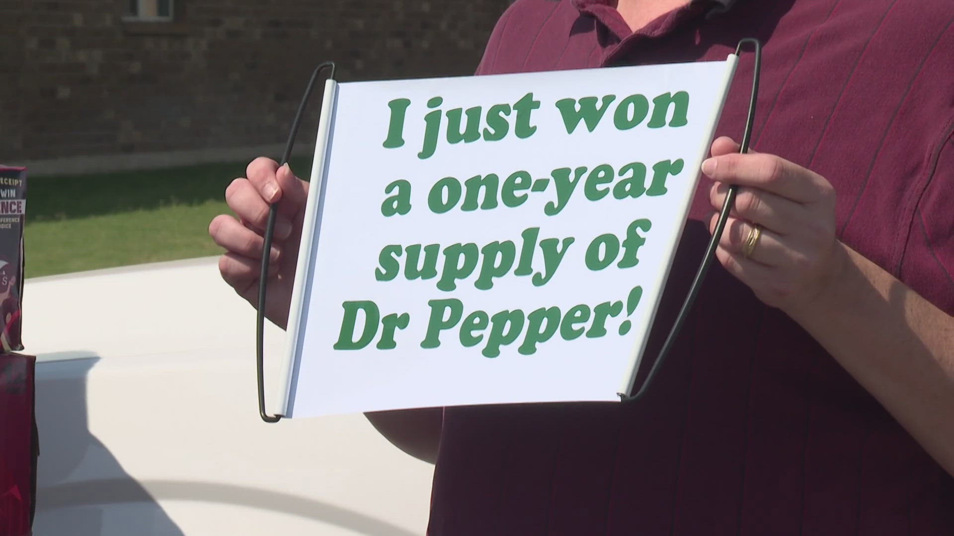 The Dr Pepper was delivered to his house by the Museum. The two other winners are both Texans as well, one from Tyler and one from Corpus Christi.