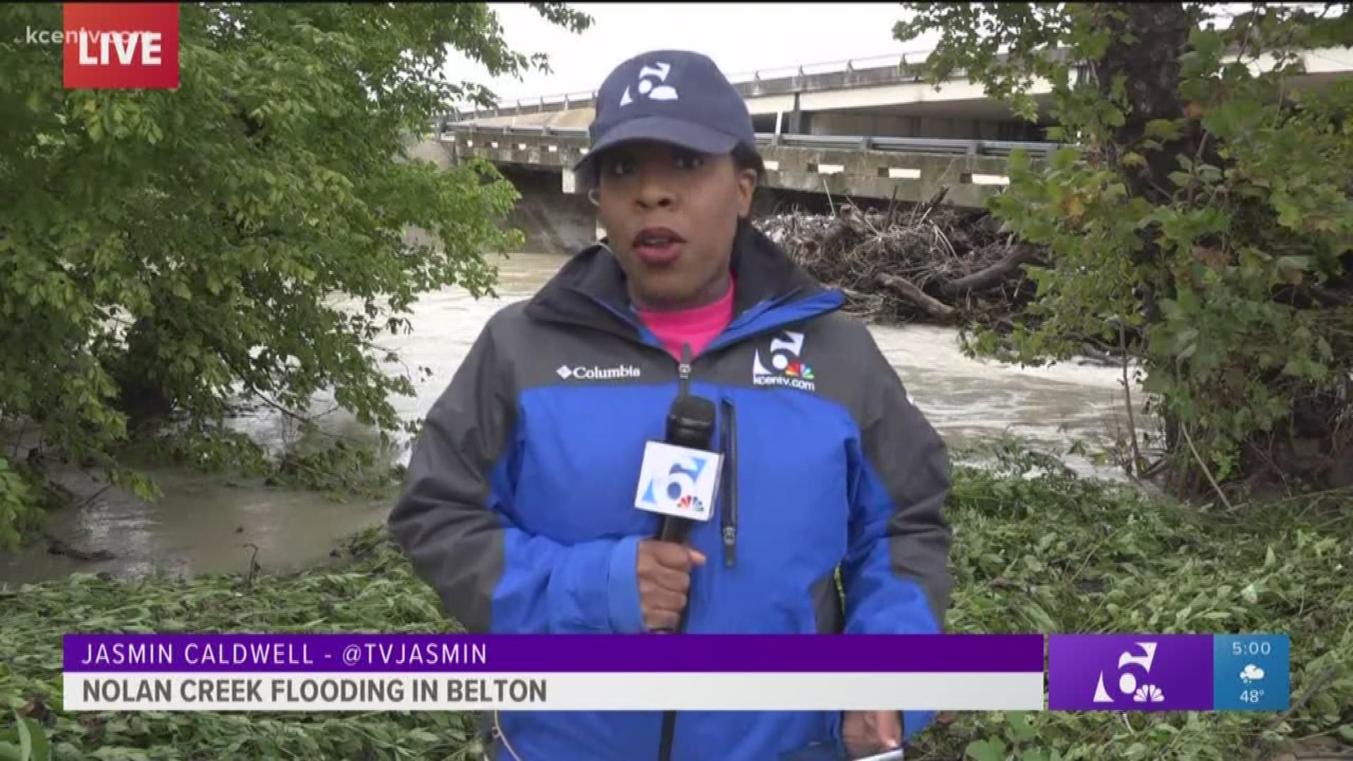 In Belton, Nolan Creek was well over its banks. Drivers were urged not to drive past barricades on I-35 North and Southbound on Frontage Road near Central Ave and Confederate Park, and I-35 Northbound at Avenue H.