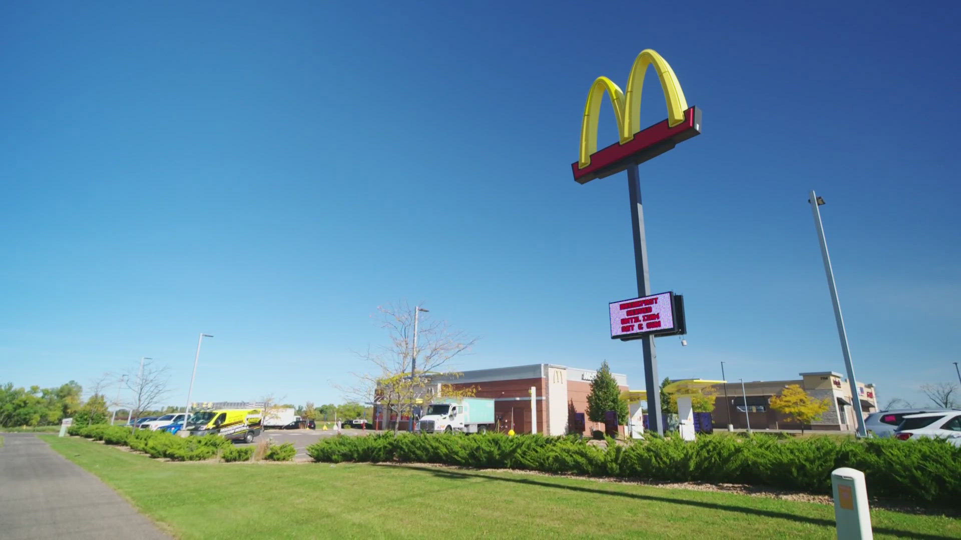 A family celebrates their daughter's birthday at the same McDonald's location where she was born 10 years earlier.