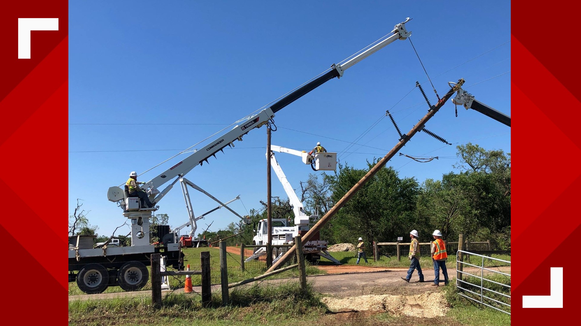 Entergy Texas said the city's power grid will be back up by 8 p.m. Monday, however, it's still up in the air whether the homes will be able to receive that power.