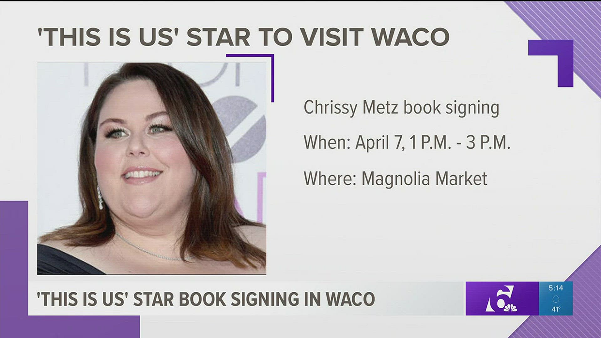 One of the stars of the NBC hit show "This is Us" is making her way to Waco.