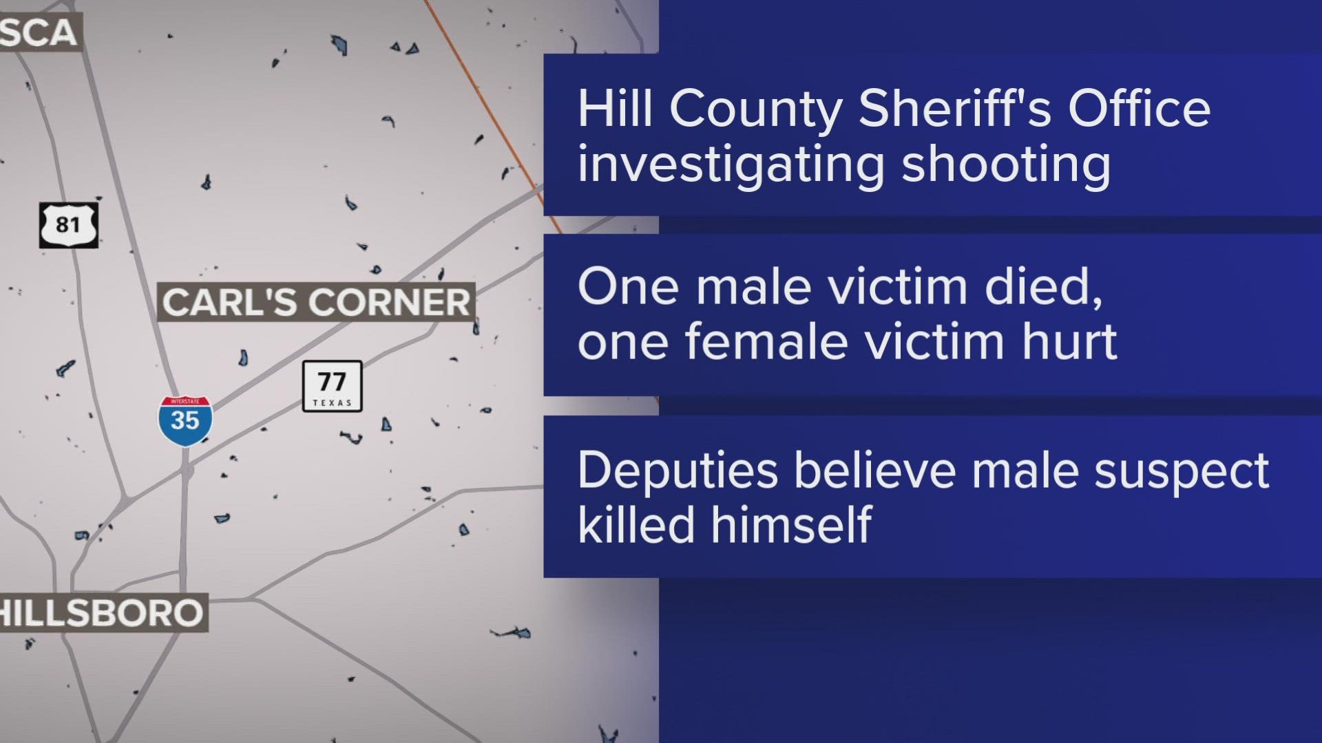 The Hill County Sheriff's Office say two men are dead and one woman is in stable condition.