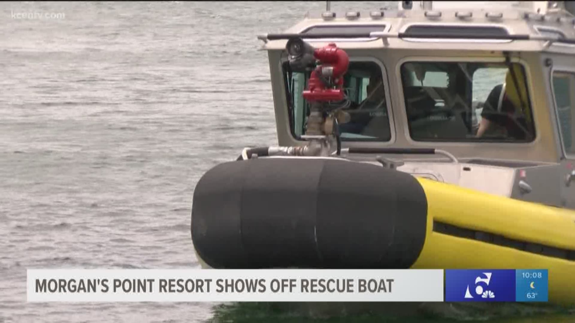 Kurtis Quillin checks out new rescue boat in Morgan's Point
