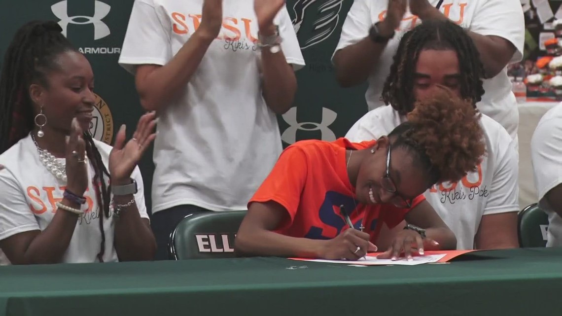 Multiple Ellison women athletes sign to their respective colleges