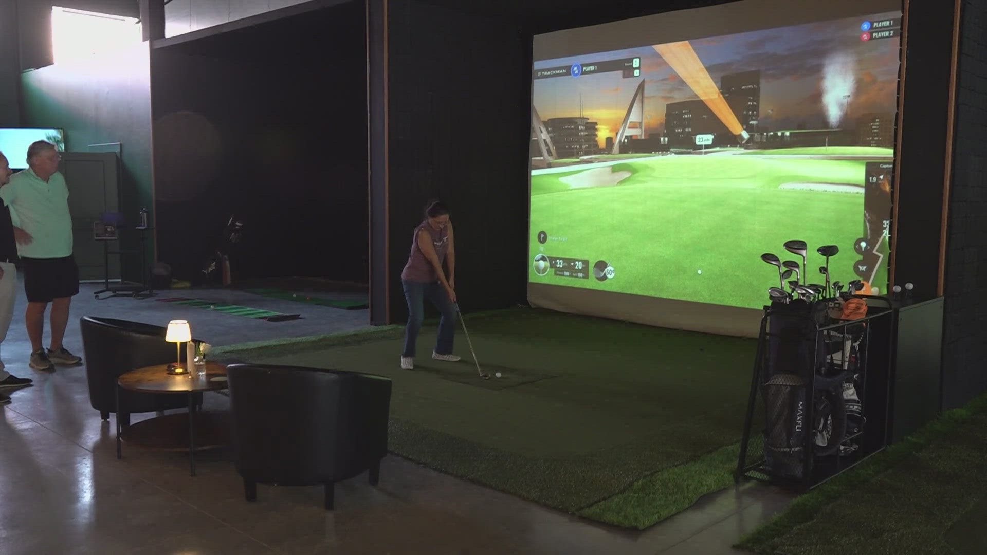 The Tee Box Golf Lounge relocated from Salado and has two golf simulators, entertaining games, and a full-service bar.