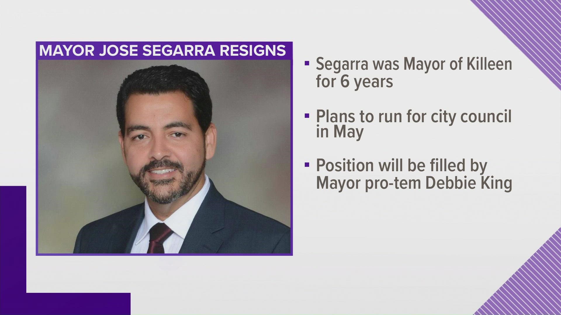 Segarra says his resignation was made official Thursday in order to run for city council in May.