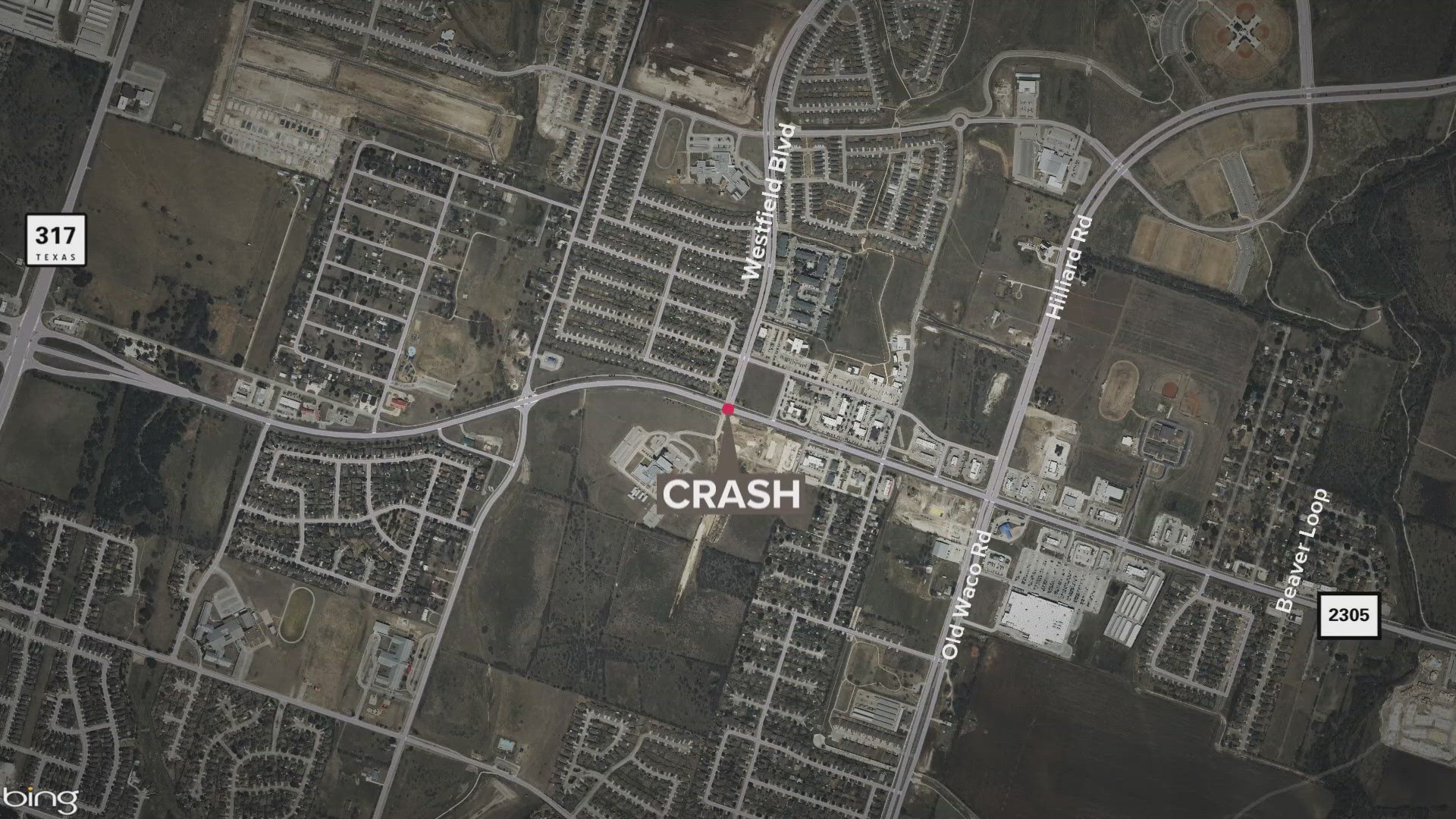 According to Temple PD, the crash occurred at West Adams and Westfield Boulevard shortly after midnight on Sunday.