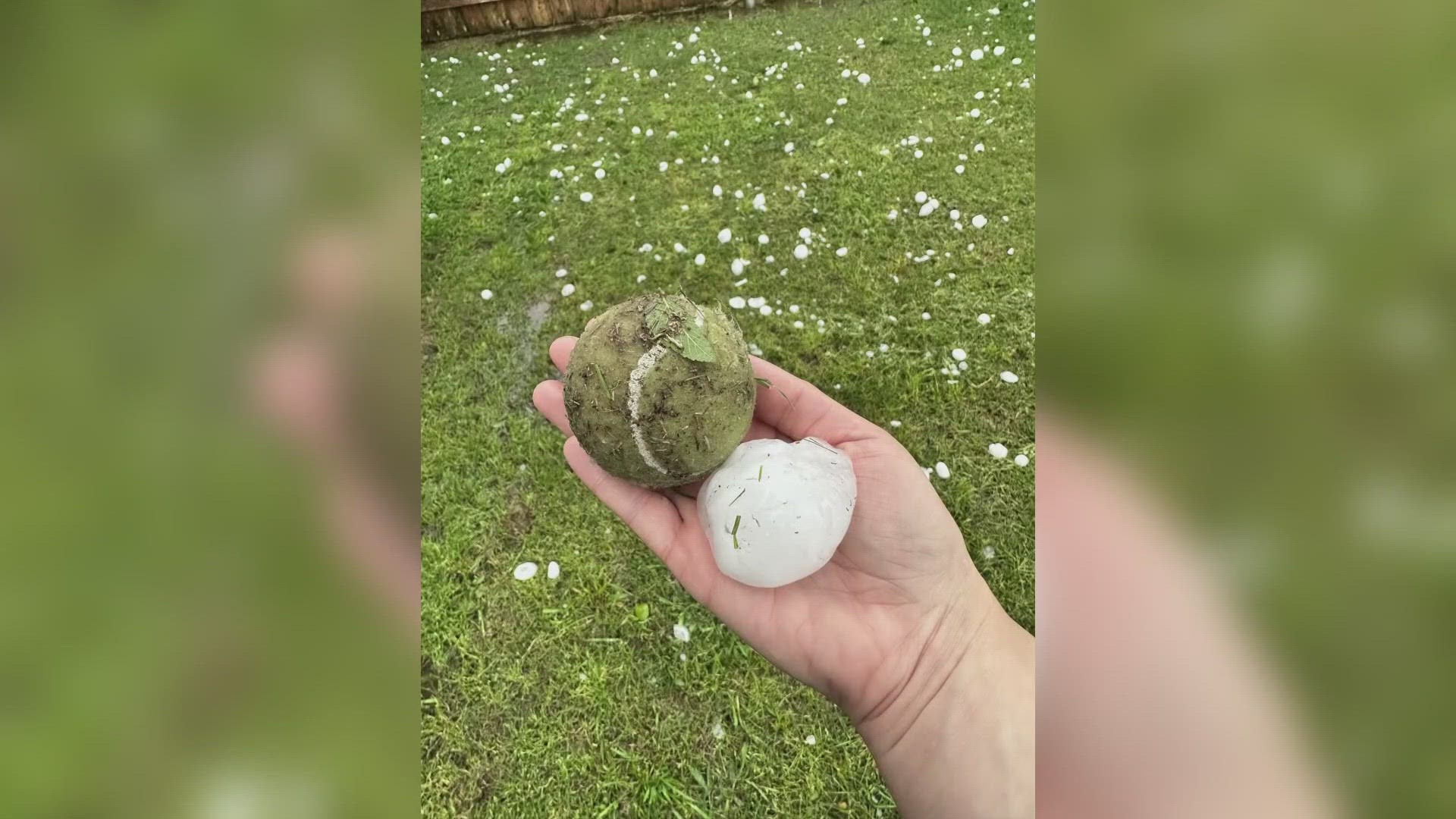 Residents showed pictures of softball sized hail and damaged windshields.