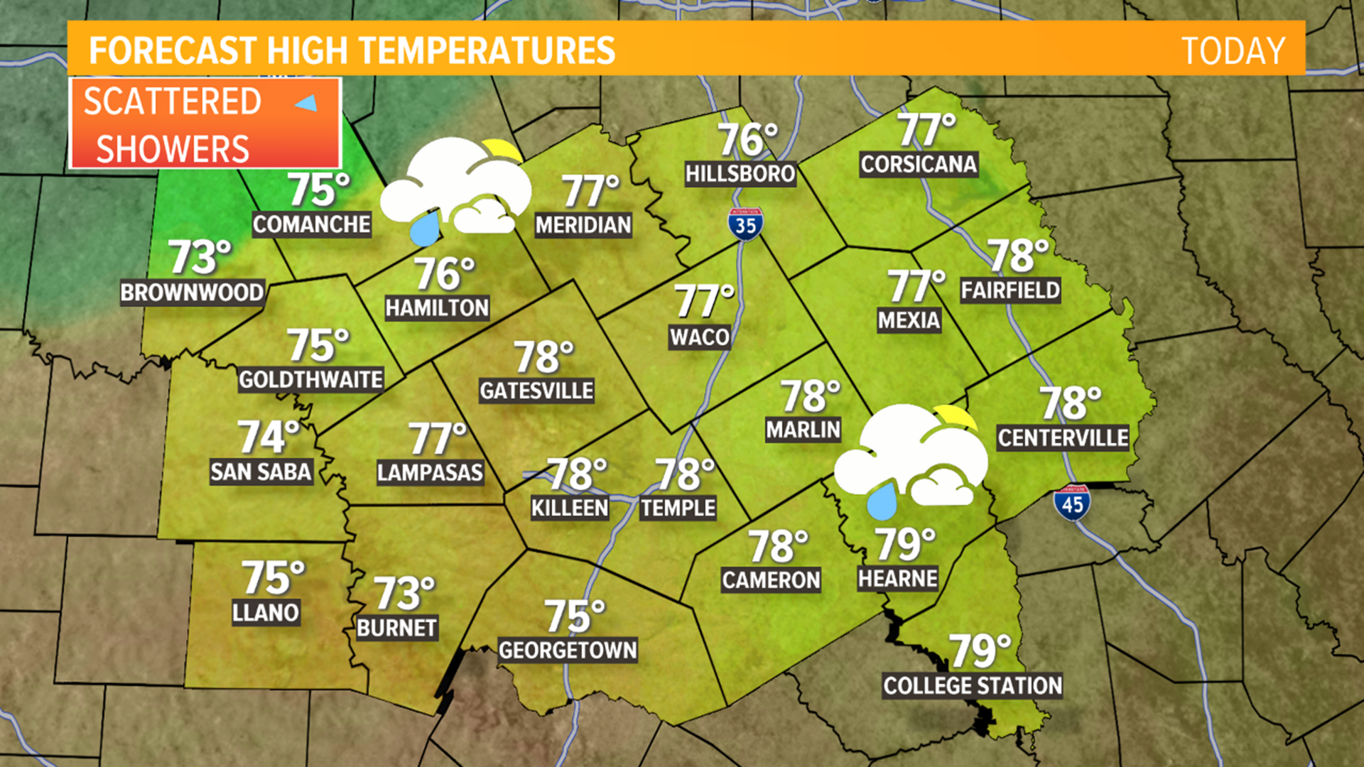 Central Texas local forecast Fall returns after springlike weather