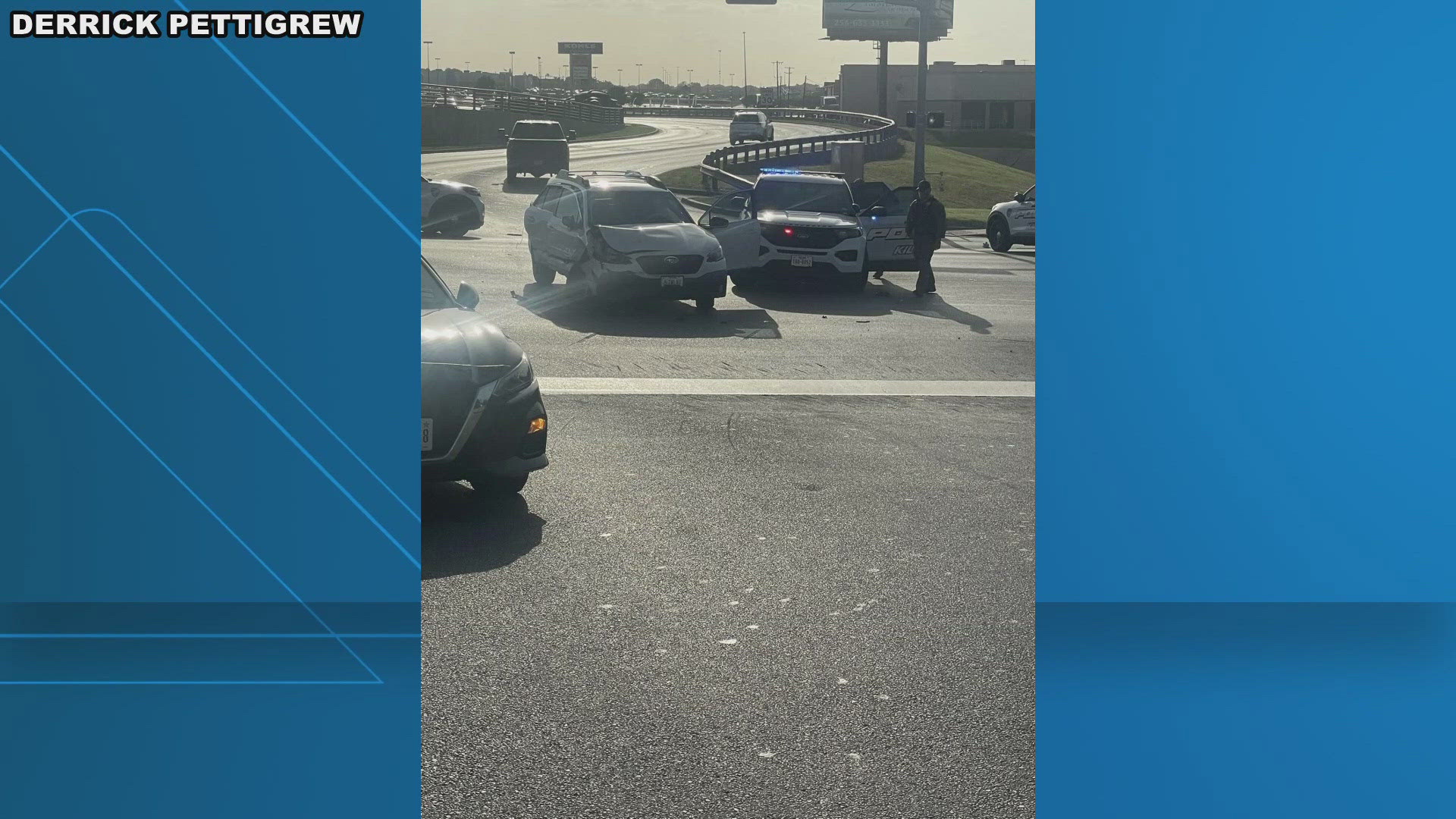 A suspect was arrested after a police chase in Killeen ended in two crashes, including one involving a woman and infant; charges are pending.