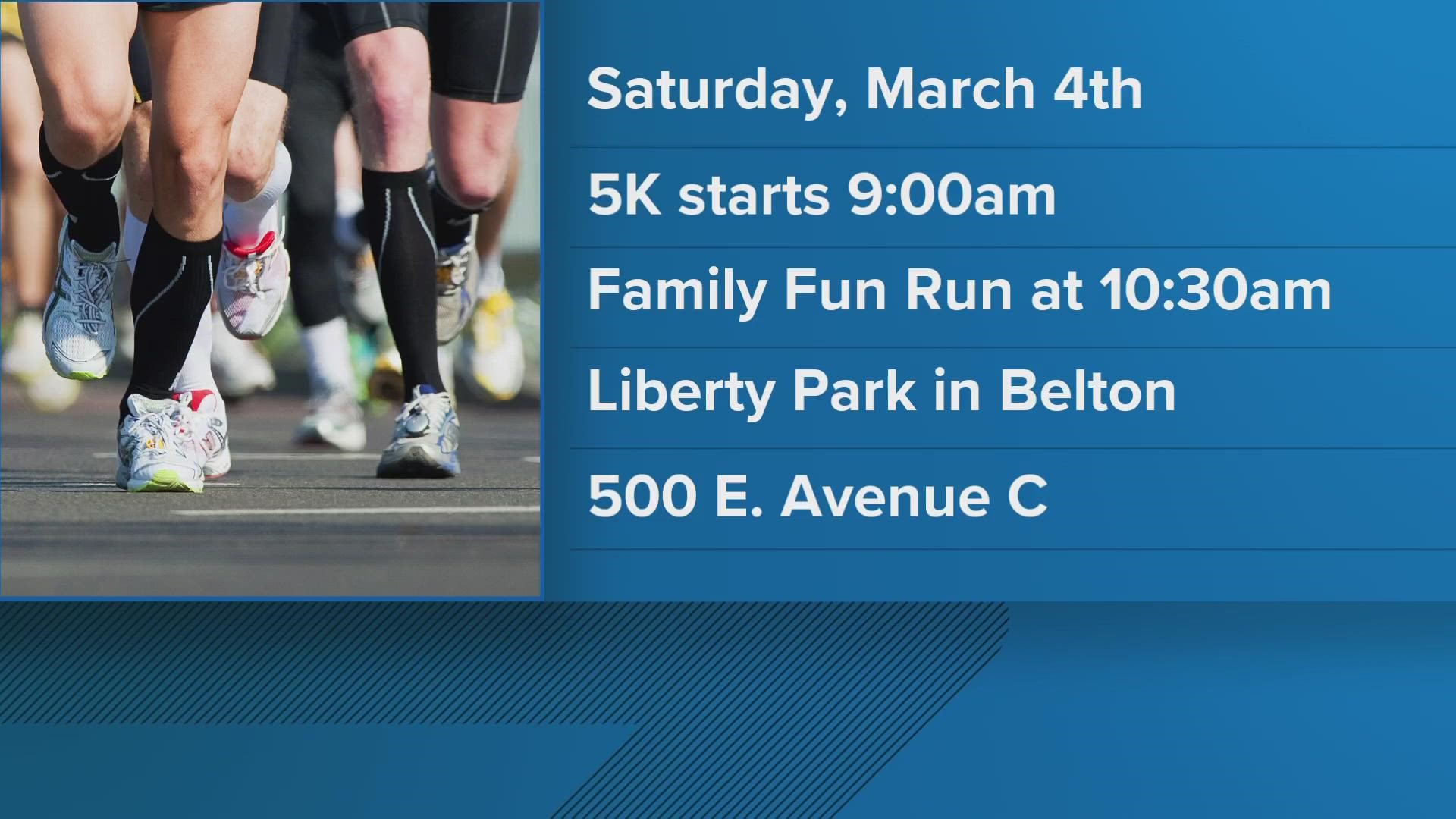 The 5k will be held on March 4 at 9 a.m. in Liberty Park.