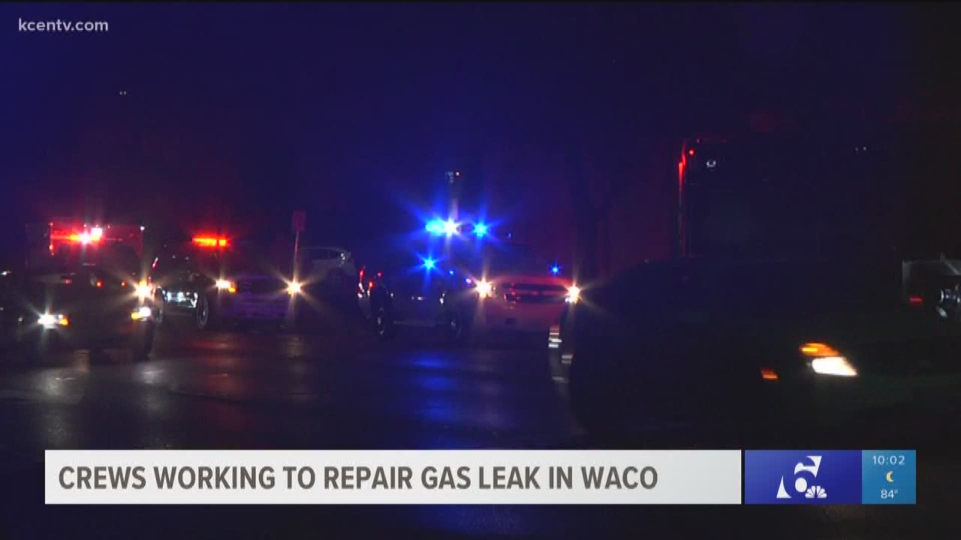 Authorities are working to repair a leak after workers hit a gas line. 