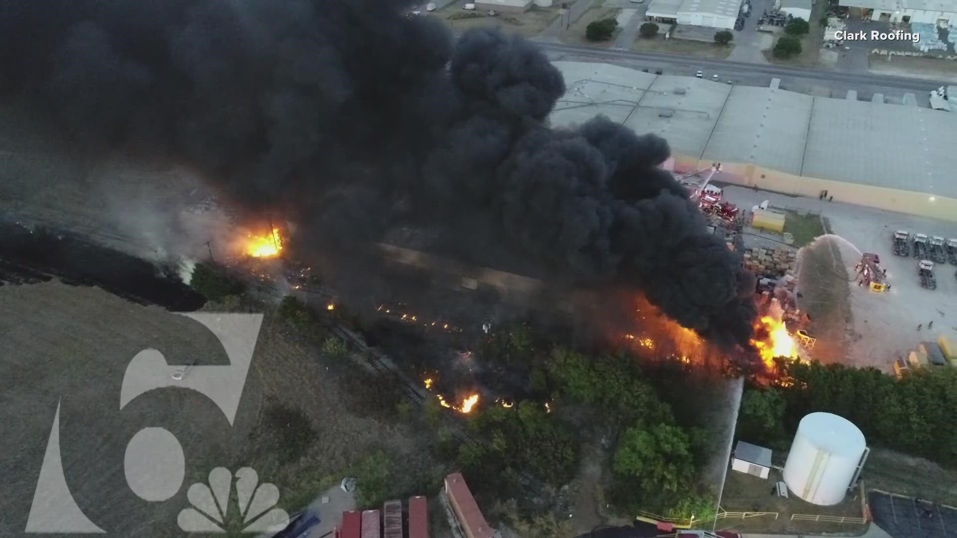 Black smoke filled the air in the 8000 block of Imperial Dr. in Waco where a fire burned outside Sunbright Recycling. This video comes from a camera at Clark Roofing