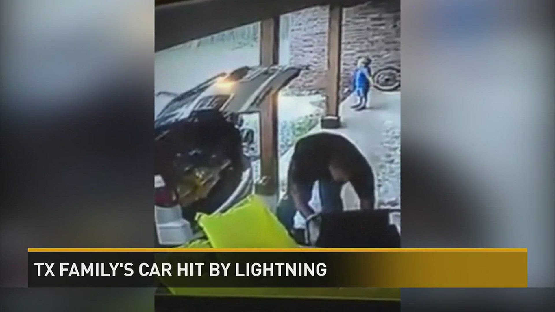 Car hit by lightning.