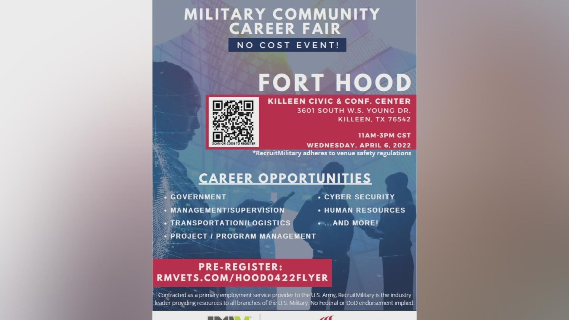 The job fair will be held at the Killeen Civic and Concert Center.